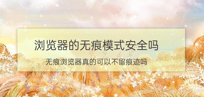 浏览器的无痕模式安全吗 无痕浏览器真的可以不留痕迹吗？